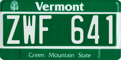 VT license plate ZWF641