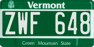 VT license plate ZWF648
