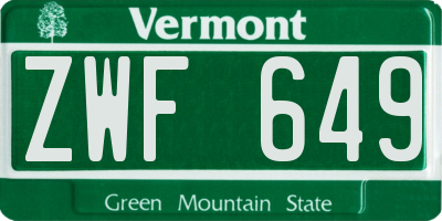 VT license plate ZWF649