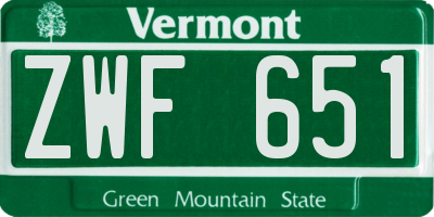VT license plate ZWF651
