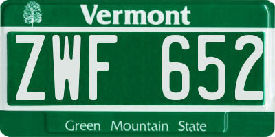 VT license plate ZWF652