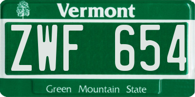 VT license plate ZWF654