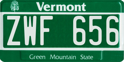 VT license plate ZWF656