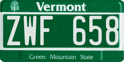 VT license plate ZWF658