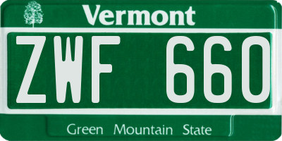 VT license plate ZWF660