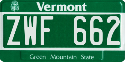 VT license plate ZWF662