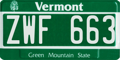 VT license plate ZWF663