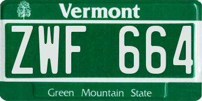VT license plate ZWF664