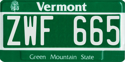 VT license plate ZWF665