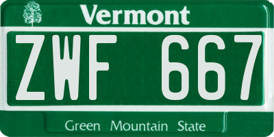 VT license plate ZWF667