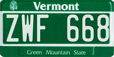 VT license plate ZWF668