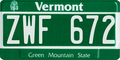 VT license plate ZWF672
