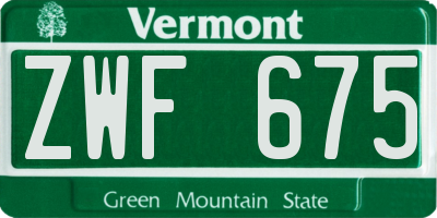 VT license plate ZWF675
