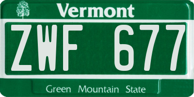 VT license plate ZWF677