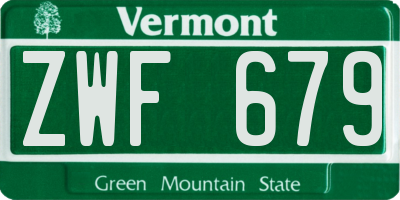 VT license plate ZWF679