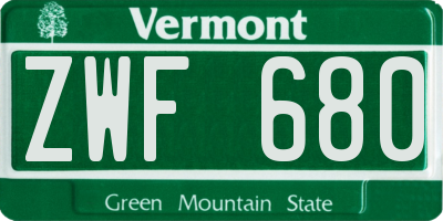 VT license plate ZWF680