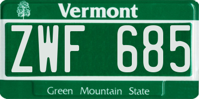 VT license plate ZWF685