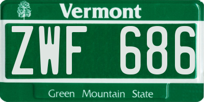 VT license plate ZWF686