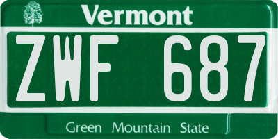 VT license plate ZWF687