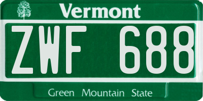 VT license plate ZWF688