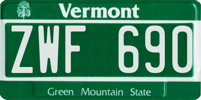 VT license plate ZWF690