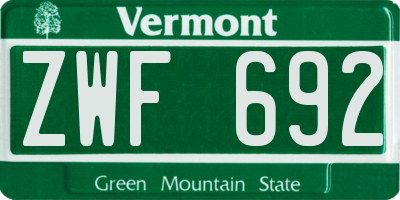 VT license plate ZWF692