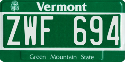 VT license plate ZWF694