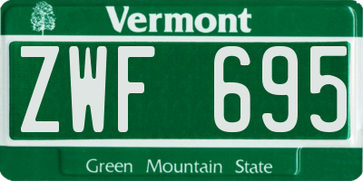 VT license plate ZWF695