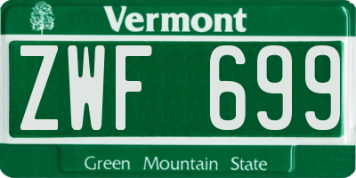 VT license plate ZWF699