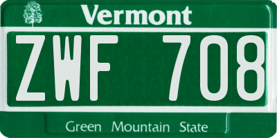VT license plate ZWF708