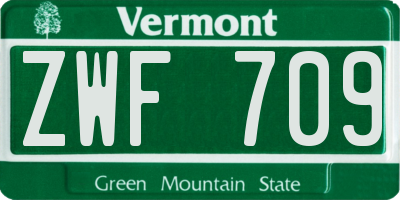 VT license plate ZWF709