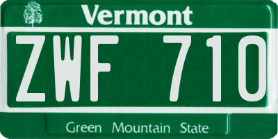 VT license plate ZWF710