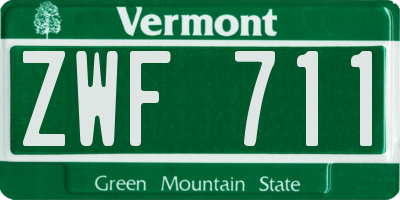 VT license plate ZWF711