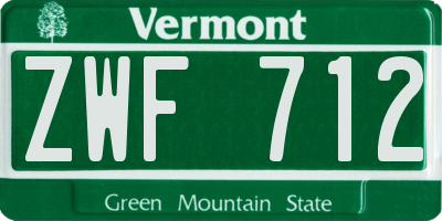 VT license plate ZWF712