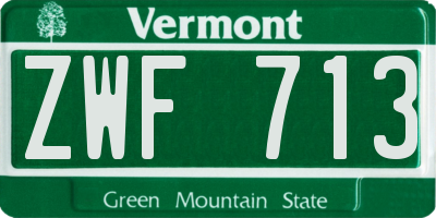 VT license plate ZWF713