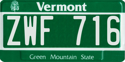 VT license plate ZWF716