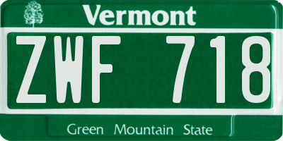 VT license plate ZWF718