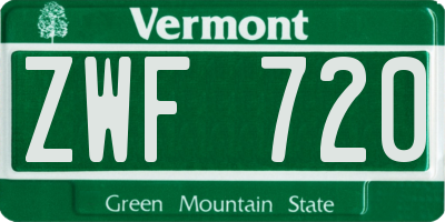 VT license plate ZWF720
