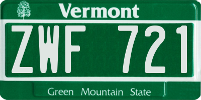 VT license plate ZWF721