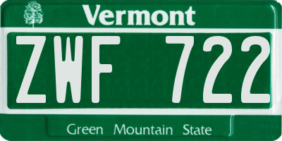 VT license plate ZWF722