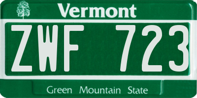 VT license plate ZWF723