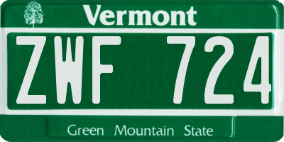 VT license plate ZWF724