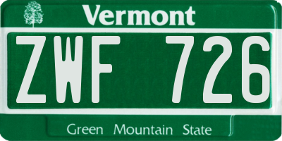 VT license plate ZWF726