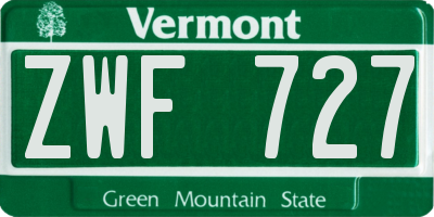 VT license plate ZWF727