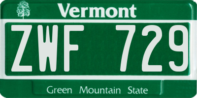 VT license plate ZWF729