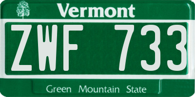 VT license plate ZWF733