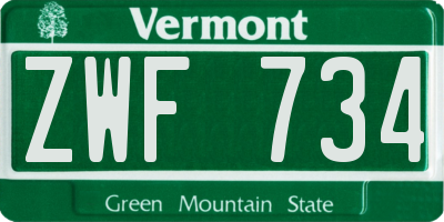 VT license plate ZWF734