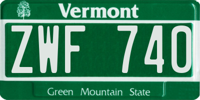 VT license plate ZWF740
