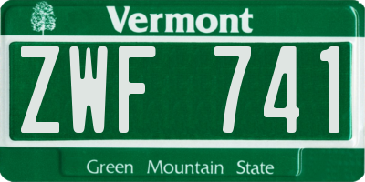 VT license plate ZWF741