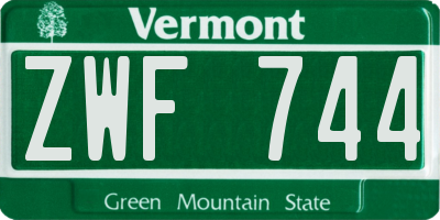 VT license plate ZWF744